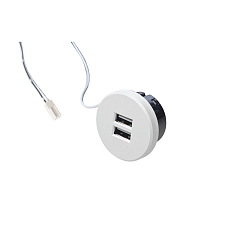 Toma de corriente 24V doble, con adaptador, blanco