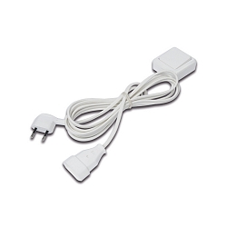 SAQ switch, surface mount, 6cm square, IP20, 220-240V, max. 2.5A, with 200cm Euro plug + 200cm Euro coupling, white
