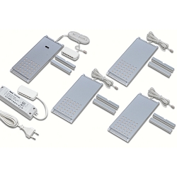 Luminaria de pared y techo LED L-PAD regulable, juego de 4, controlable con gestos IP20, aluminio, transparente regulable