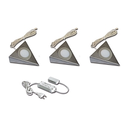 Luminaria de subestructura UL 2-LED F angular, juego de 3 IP20, acero inoxidable, �palo  15W 210lm 4000K CRI 90-100 12.4cm