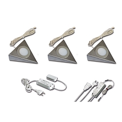 Luminaria de subestructura UL 2-LED F angular, con interruptor, juego de 3, acero inoxidable, �palo