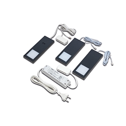 Luminaria de pared y techo LED SLIM-PAD F juego de 3, regulable, controlable con gestos IP20, �palo, negro regulable