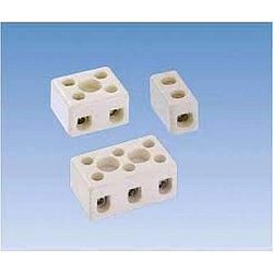 Porcelain clamps, 3-pole, for cable up to 2,5mm², white