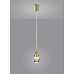 Luminaria colgante DEEP ajustable, con difusor IP20, dorado mate 