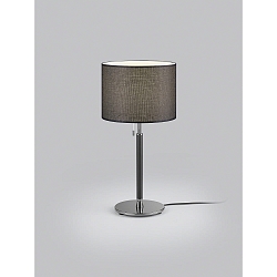 Luminaria de mesa OPPO con pantalla, con cadena de interruptor de tiro E27 IP20, negro mate, cromo negro 