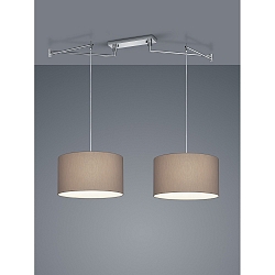 Luminaria colgante CERTO 2 de 2 llamas E27 IP20, cromo, color caf� moca