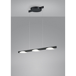 Luminaria colgante POLE de 3 llamas IP20, satinado, negro mate, anodizado regulable
