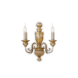 Luminaria de pared DORA AP2 de 2 llamas E14 IP20, oro antiguo, hoja de oro 