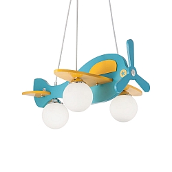 Luminaria colgante AVION de 3 llamas E14 IP20, amarillo, �palo, color petroleo