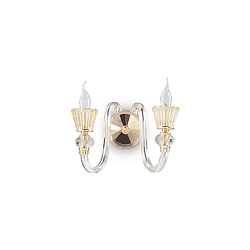 Luminaria de pared STRAUSS de 2 llamas E14 IP20, �mbar, dorado rojizo, transparente