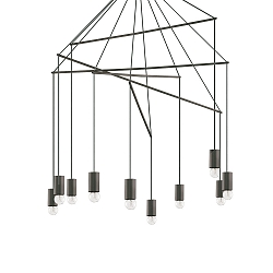 Pendant luminaire POP, 10 flames, � 90cm, E27, adjustable height