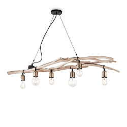 Luminaria colgante DRIFTWOOD de 6 llamas E27 IP20, madera