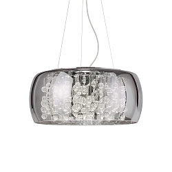 Luminaria colgante AUDI-80 de 8 llamas G9 IP20, cromo, claro, color humo