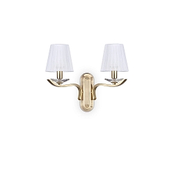 Luminaria de pared PEGASO de 2 llamas E14 IP20, lat�n cepillado, tela de organza
