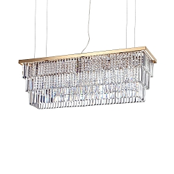 Luminaria colgante MARTINEZ de 8 llamas E14 IP20, dorado, cristalino