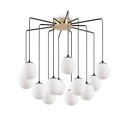 Pendant luminaire RHAPSODY, 12 flames, � 65cm, incl. G9 3.2W 3000K, brass