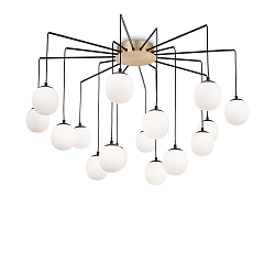 Pendant luminaire RHAPSODY, 16 flames, � 95cm, incl. G9 3.2W 3000K, brass