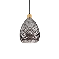 Luminaria colgante BERGEN 1 E27 IP20, madera, recubrimiento con polvo, color humo, negro