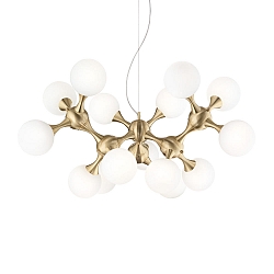 Luminaria colgante NODI de 15 llamas E14 IP20, lat�n cepillado, blanco