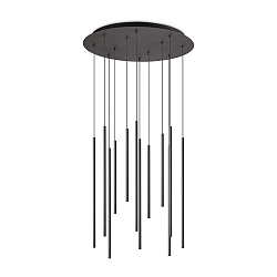 LED pendant luminaire FILO, 12-flame, adjustable height, 23W 3000K, black