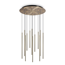 LED pendant luminaire FILO, 12-flame, adjustable height, 23W 3000K, satined brass