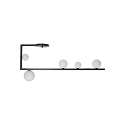 Celing luminiare BIRDS, 5-flame, 5x G9, black / white / satined brass