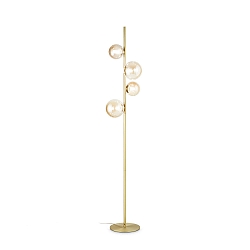 Luminaria de pedestal PERLAGE de 4 llamas G9 IP20, �mbar, lat�n satinado regulable