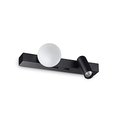 Luminaria de pared PING PONG con punto LED IP20, negro 