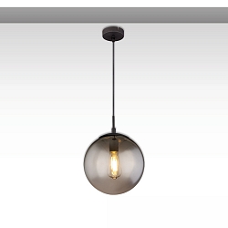 Luminaria colgante INFINITY SMOKY GLASS 25 de 1 llama, redondo E27 IP20, negro regulable