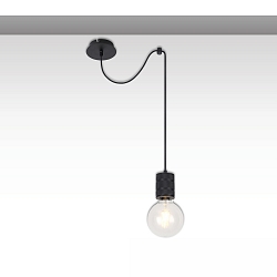 Luminaria colgante INFINITY SINGLE ROUND de 1 llama, redondo, sin pantalla E27 IP20, negro regulable
