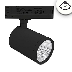 Foco trif�sico FOCUS FIX 38� giratorio, giratorio, conmutable IP20, negro 