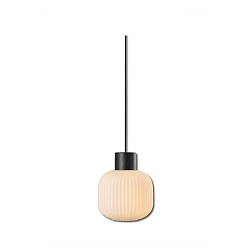 Luminaria colgante INFINITY WHITE GLASS ROUND ranurado, con cable abierto, 2 polos E27 IP20, negro regulable