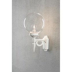 Wall luminaire ORION, E27 max. 60W, white aluminium / clear acrylic glass