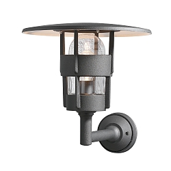 Luminaria de pared para exteriores FREJA E27 IP23, negro, transparente
