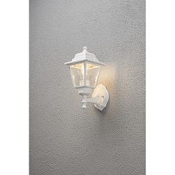 Luminaria de pared para exteriores SMALL de 1 llama, peque�o E27 IP23, transparente, blanco