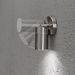 Luminaria de pared para exteriores MODENA giratorio GU10 IP44, acero inoxidable, transparente