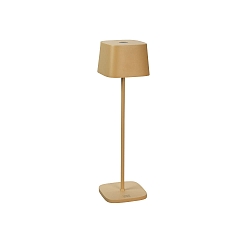 L�mpara de mesa a pilas CAPRI USB angular IP54, color arenoso regulable