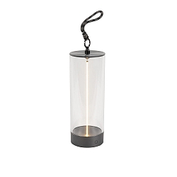 L�mpara de mesa a pilas EDISON S USB IP54, antracita regulable
