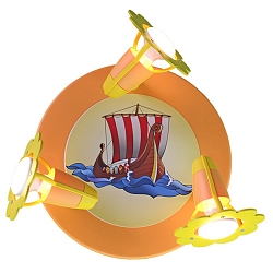 Luminaria de techo WIKINGER de 3 llamas E14 IP20, salm�n