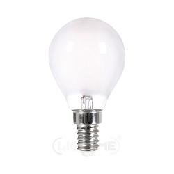 LED drop shape filament lamp P45, E14, 4.5W 2700K 470lm, dimmable, frosted