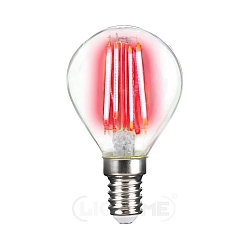 Decorative LED drop shape filament lamp P45, E14, 4W red / clear