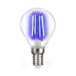 Decorative LED drop shape filament lamp P45, E14, 4W blue / clear