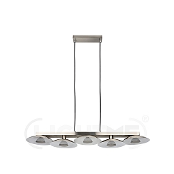 Luminaria colgante NIKKI de 5 llamas, regulable GU10, gris plateado regulable