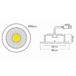 Recessed LED downlight A 5068 T FLAT, � 8.8cm, COB, 8W 3000K 38�, swivelling, brushed nickel