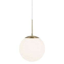 Luminaria colgante GRANT 25 E27 IP20, brillante, lat�n, blanco opalino, blanco 