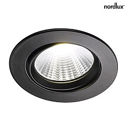 Nordlux LED Recessed Downlight FREMONT IP23,  8.5cm, 5.5W 2700K 345lm 36, swiveling 12, black