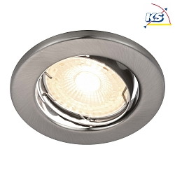 LED Recessed luminaire CANIS, round, Set of 3, GU10, 4,9W LED, 36°, 6500K, 360lm, IP20, dimmable, nickel
