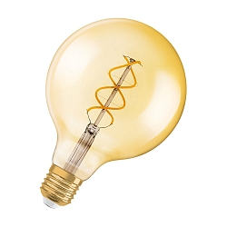 LED vintage spiral filament globe lamp 1906 gold CL G125 ND, E27, 5W 2000K 250lm 300�