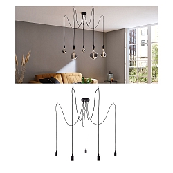 Luminaria colgante NEORDIC KETIL de 5 llamas E27 IP20, negro regulable