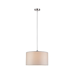 Luminaria colgante TESSA con pantalla E27, crema, hierro cepillado regulable